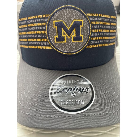Zephyr Michigan Wolverines Baseball Cap Mens OS Mesh Snapback Blue College NEW - Picture 3 of 7